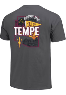 Arizona State Sun Devils Charcoal Campus State Short Sleeve T Shirt
