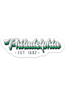 Philadelphia 70S STACKED SCRIPT Stickers - White