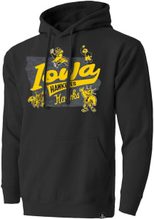 Iowa Hawkeyes Mens Black Mixed Media State Shape Fashion Hood