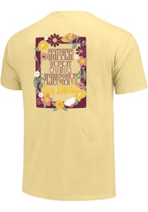 Arizona State Sun Devils Womens Yellow Floral Frame Short Sleeve T-Shirt