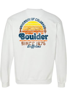 Colorado Buffaloes Mens White Sun Mountain Long Sleeve Crew Sweatshirt
