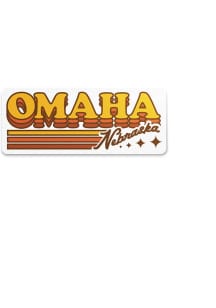 Omaha Retro Fade Letters Stickers - White
