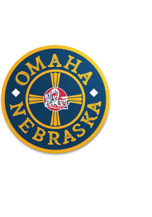Omaha Rustic City Flag Stickers - Navy Blue