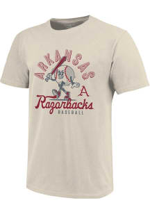 Arkansas Razorbacks Youth White RETRO BASEBALL GUY Short Sleeve T-Shirt
