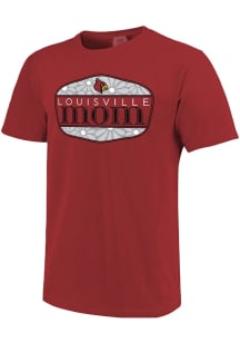 Louisville Cardinals Womens Grey Mom Floral Shield Short Sleeve T-Shirt