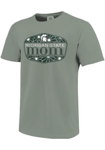 Michigan State Spartans Womens Green Mom Floral Shield Short Sleeve T-Shirt