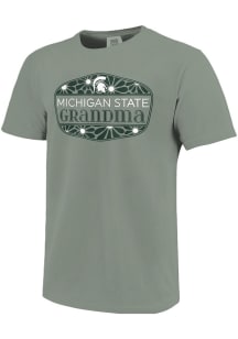 Michigan State Spartans Womens Green Grandma Floral Shield Short Sleeve T-Shirt