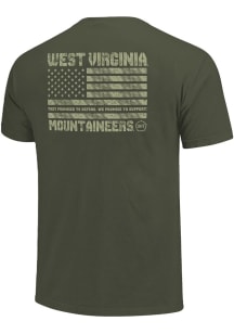 West Virginia Mountaineers Olive Flag Stripes Short Sleeve T Shirt