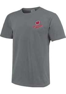 Wisconsin Badgers Charcoal Script Sign Garment Washed Short Sleeve T Shirt