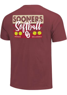 Oklahoma Sooners Womens Crimson Gritty Softball Bats Short Sleeve T-Shirt