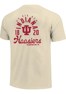 Indiana Hoosiers Ivory Vintage Mascot Overlay Short Sleeve T Shirt