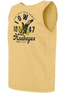 Iowa Hawkeyes Mens Yellow Comfort Colors Mascot Overlay Short Sleeve Tank Top