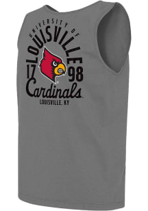 Louisville Cardinals Mens Grey Comfort Colors Mascot Overlay Short Sleeve Tank Top