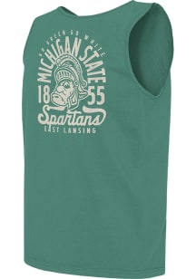 Michigan State Spartans Mens Green Comfort Colors Mascot Overlay Short Sleeve Tank Top