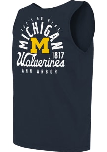 Michigan Wolverines Mens Blue Comfort Colors Mascot Overlay Short Sleeve Tank Top