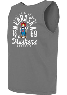 Nebraska Cornhuskers Mens Grey Comfort Colors Mascot Overlay Short Sleeve Tank Top