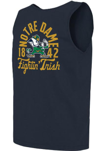 Notre Dame Fighting Irish Mens Navy Blue Mascot Overlay Short Sleeve Tank Top