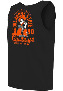 Oklahoma State Cowboys Mens Black Comfort Colors Mascot Overlay Short Sleeve Tank Top