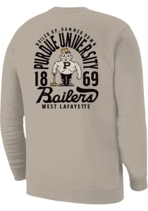 Purdue Boilermakers Mens White Vintage Mascot Overlay Long Sleeve Crew Sweatshirt