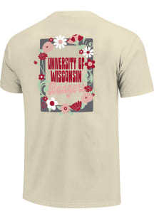 Wisconsin Badgers Womens Ivory Floral Frame Short Sleeve T-Shirt