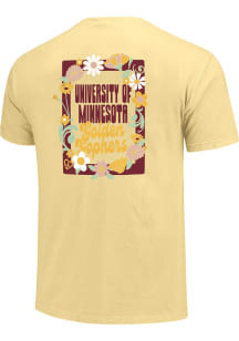 Minnesota Golden Gophers Womens Yellow Floral Frame Short Sleeve T-Shirt