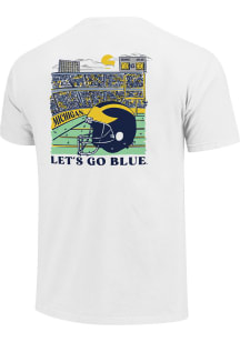 Michigan Wolverines White 0 Stadium Helmet Short Sleeve T Shirt