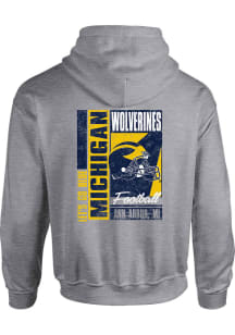 Michigan Wolverines Mens Grey 0 Football Retro Poster Long Sleeve Hoodie