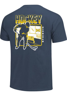 Michigan Wolverines Blue 0 Hockey Stripe Short Sleeve T Shirt