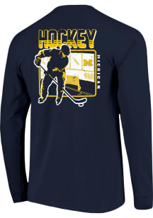 Michigan Wolverines Blue 0 Hockey Stripe Long Sleeve T Shirt
