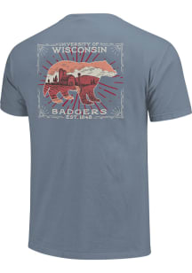 Wisconsin Badgers Light Blue State Scenery Short Sleeve T Shirt