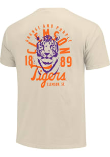Clemson Tigers Ivory Mascot Overlay Short Sleeve T Shirt