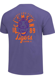 Clemson Tigers Lavender Mascot Overlay Short Sleeve T Shirt