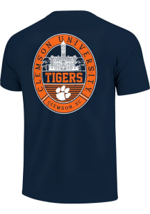 Clemson Tigers Navy Blue Regal Building Short Sleeve T Shirt