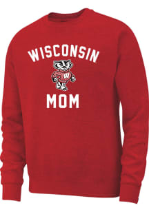 Wisconsin Badgers Womens Red Mom Crew Sweatshirt