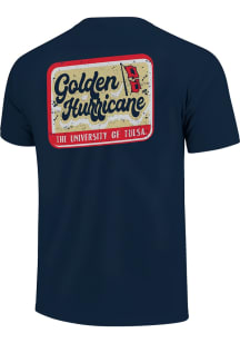 Tulsa Golden Hurricane Navy Blue Sign Script Short Sleeve T Shirt