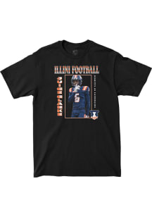 Juice Clarke Illinois Fighting Illini Black Big Ten Media Days Custom Short Sleeve Player T Shirt