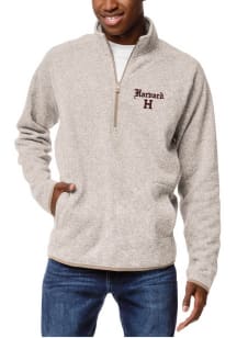 Harvard Crimson Mens Brown Pennant Flags Long Sleeve Qtr Zip Pullover