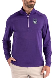 Cutter and Buck Northwestern Wildcats Mens Purple Coastline Long Sleeve Qtr Zip Pullover