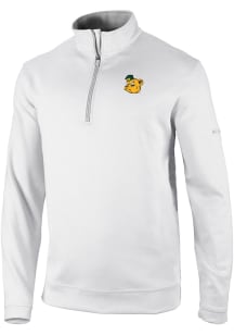 Columbia Baylor Bears Mens White Vault Heat Seal Omni Wick Wickhams Hills Long Sleeve Qtr Zip Pull..