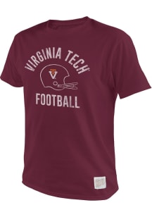Original Retro Brand Virginia Tech Hokies Maroon Football 60s Vintage Football Helmet Short Sleeve..