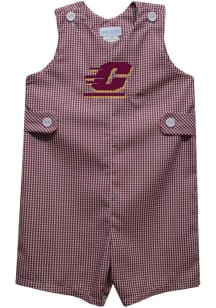Vive La Fete Central Michigan Chippewas Baby Maroon Gingham Overalls