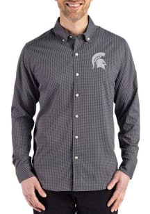 Cutter and Buck Michigan State Spartans Mens Black Skyline Long Sleeve Dress Shirt