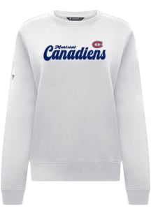Levelwear Montreal Canadiens Womens White Yvette Big Script Crew Sweatshirt