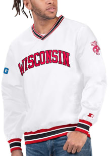 Starter Wisconsin Badgers Mens White Big Ten Arched School Name Pullover Jackets