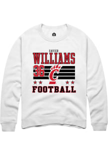 Xavier Williams Cincinnati Bearcats Mens White Football NIL Striped Player Crew