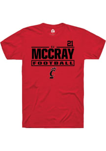 CJ McCray Cincinnati Bearcats Red Football NIL Stacked Box Short Sleeve Player T Shirt