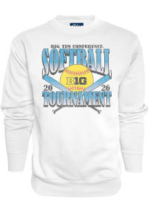 Blue 84 Big Ten Mens White 2026 Big Ten Softball Tournament Long Sleeve Crew Sweatshirt
