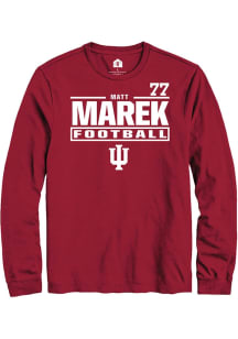 Matt Marek Indiana Hoosiers Crimson Football NIL Stacked Box Long Sleeve Player T Shirt