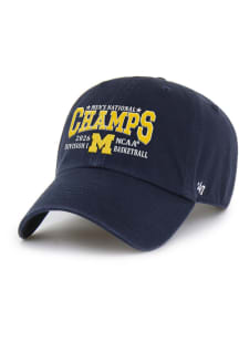 47 Michigan Wolverines 2026 NCAA D1 Men's Basketball Champs Clean Up Adjustable Hat - Navy Blue