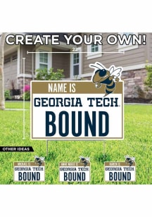 GA Tech Yellow Jackets Personalized School Bound Yard Sign - White